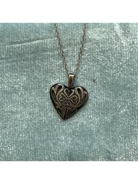 Vintage Sterling Silver Heart Pendant Necklace